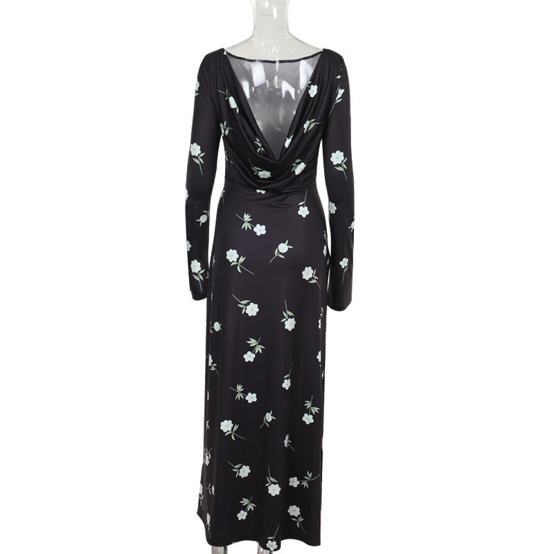 Sexy backless flared sleeve dress for women