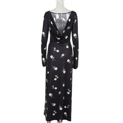 Sexy backless flared sleeve dress for women