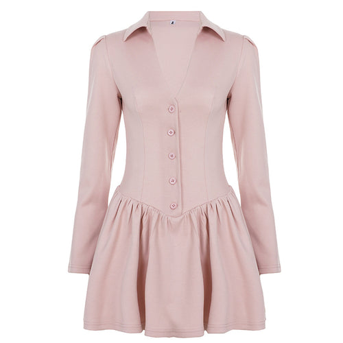 Deep V sweet and spicy style slim fit waist cinched breasted dress