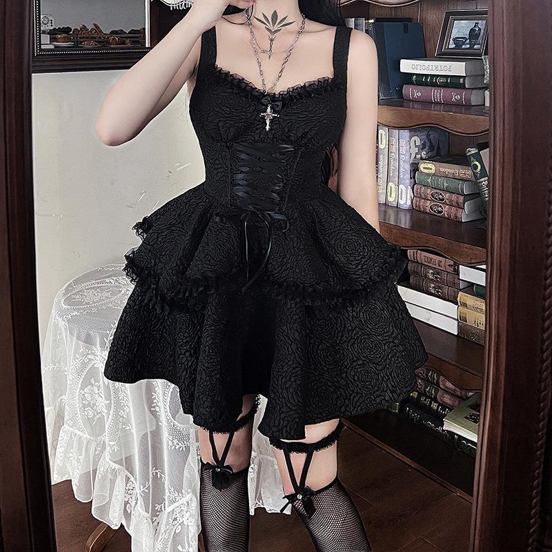 Pure black suspender pure desire dress