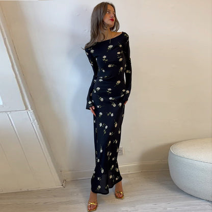 Sexy backless flared sleeve dress for women