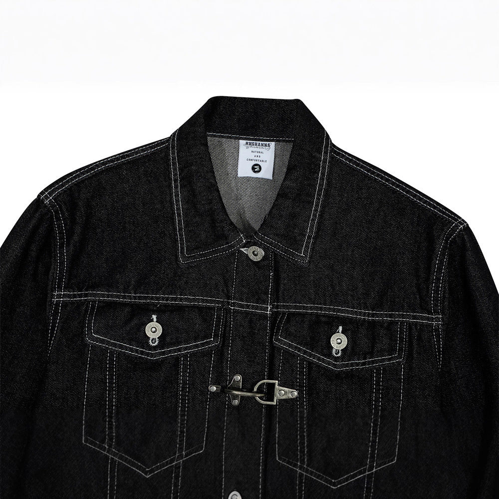 Urban Street Style Men's Jacket, Turn-Down Collar, Multi-Pocket Workwear Jacket, Loose Fit, Trendy Brand, Men's Outerwear