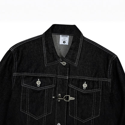 Urban Street Style Men's Jacket, Turn-Down Collar, Multi-Pocket Workwear Jacket, Loose Fit, Trendy Brand, Men's Outerwear